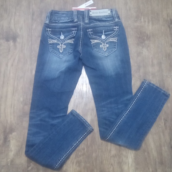 Rock Revival Women's 26 Skinny Noelle Bejeweled Rhinestones Distressed NWT - Picture 2 of 12